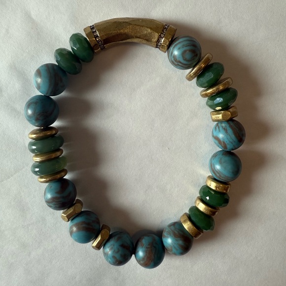 Boho Stone Jewelry Bundle Necklace & Bracelets Multicolor Gemstone Look - Picture 3 of 5